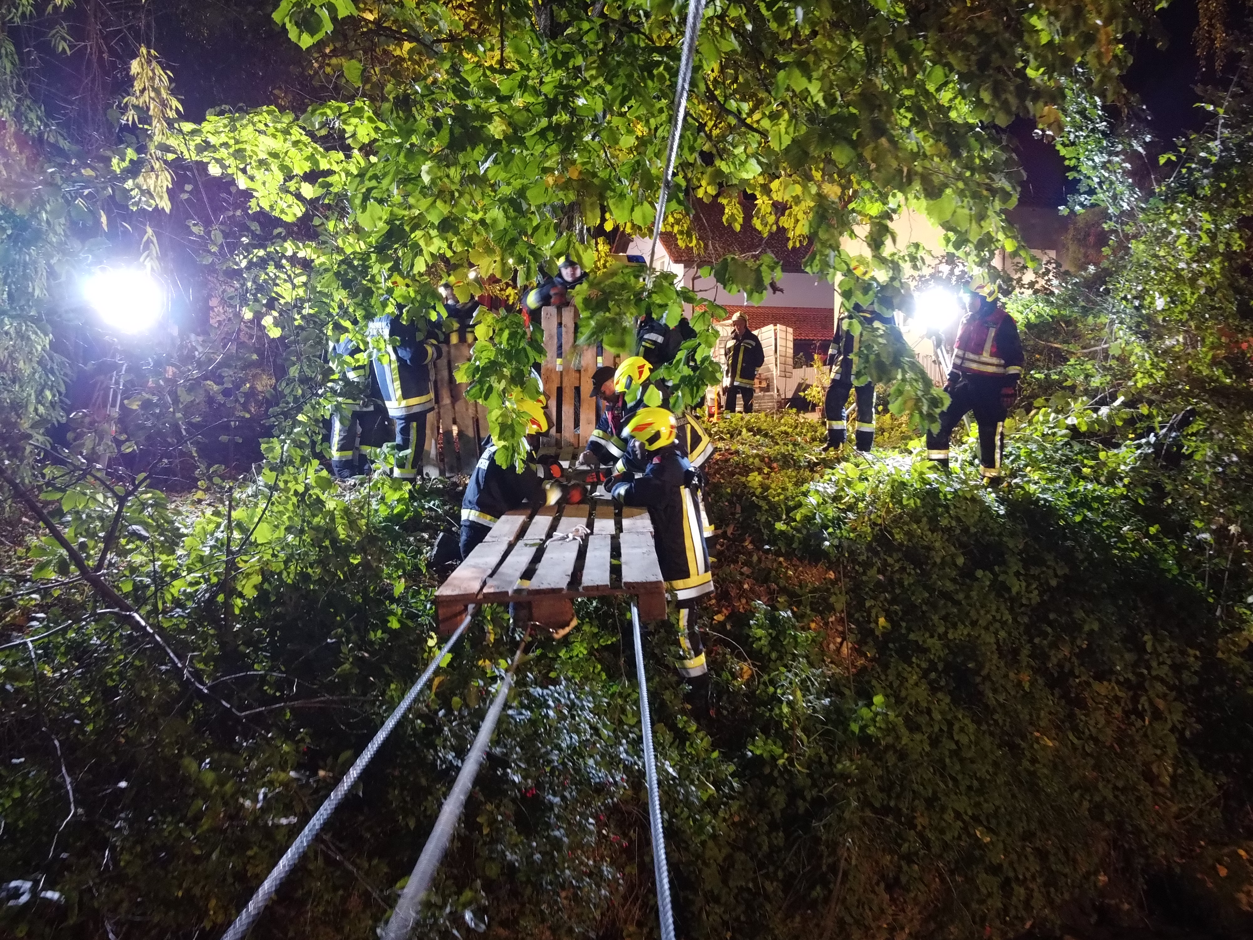 Errichten einer Behelfsbrücke über die Pitten